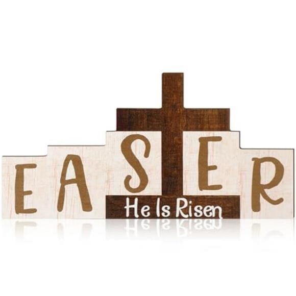 Other - Easter Resurrection Decorations Religious He is Risen Sign Easter Wooden Table